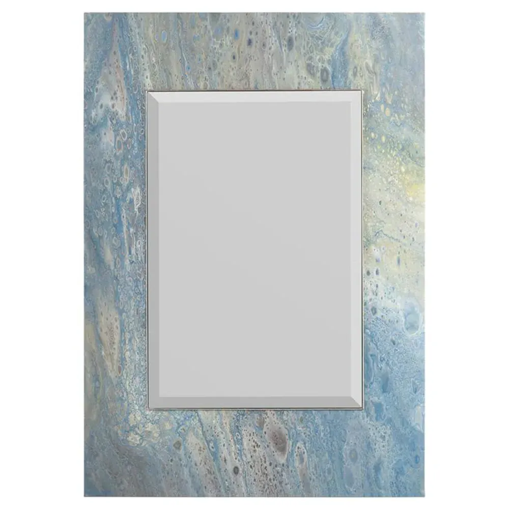 Pavo Clear Glass Rectangular Mirror - Blue image