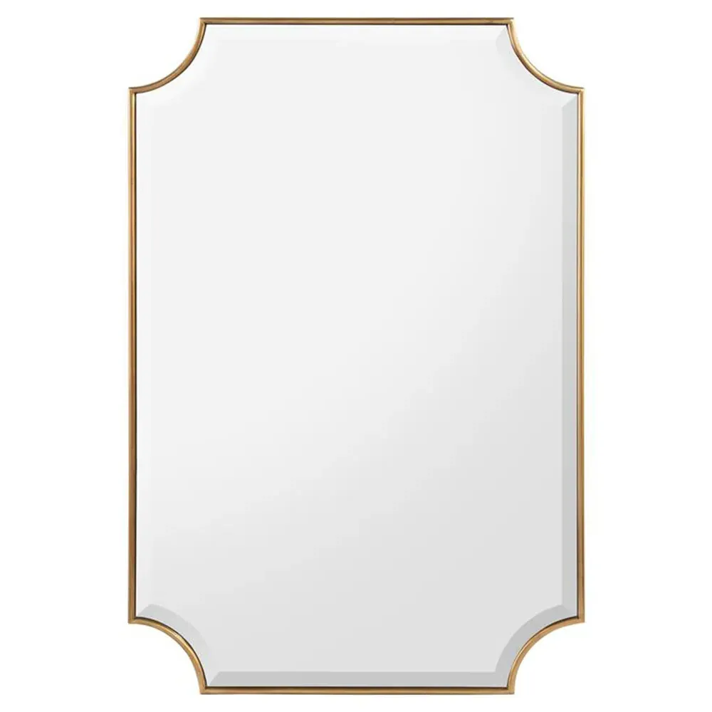 Priora Rectangular Wall Mirror - Gold, Metal