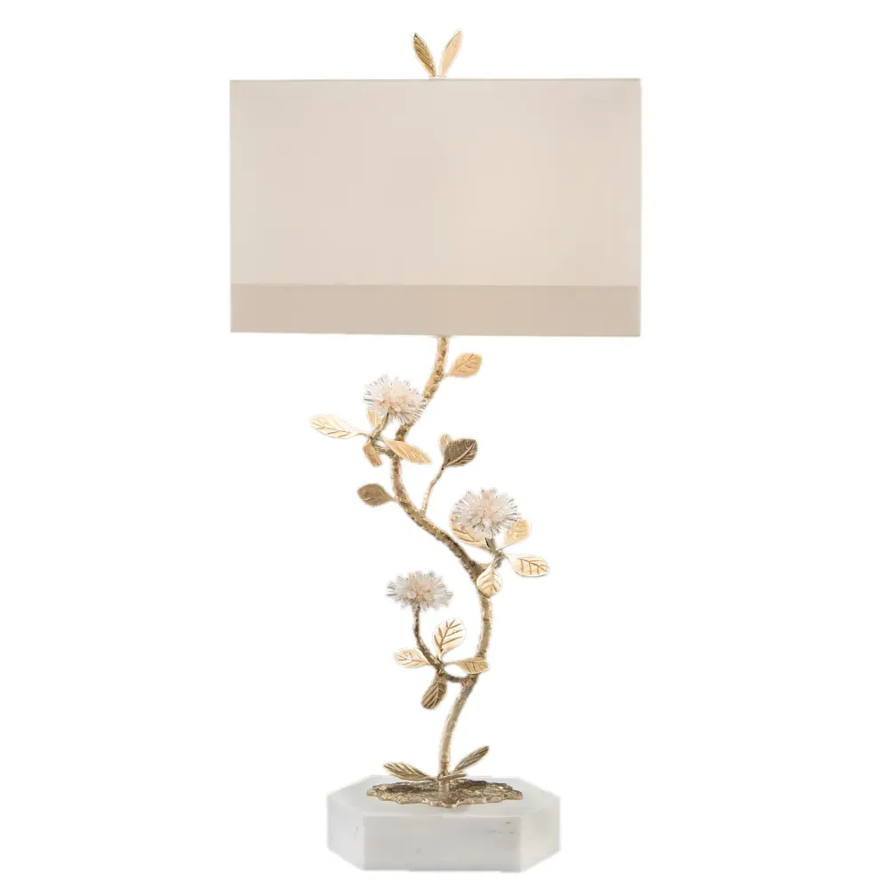 Quartz Hollywood Table Lamp - Antique Brass, White Marble image