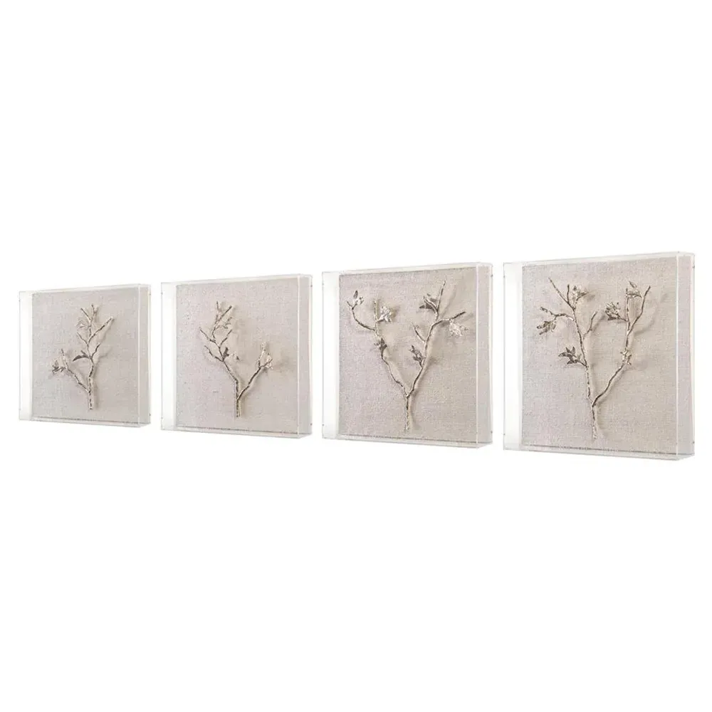 Silver Branches Botanical Art Set - Clear, Acrylic