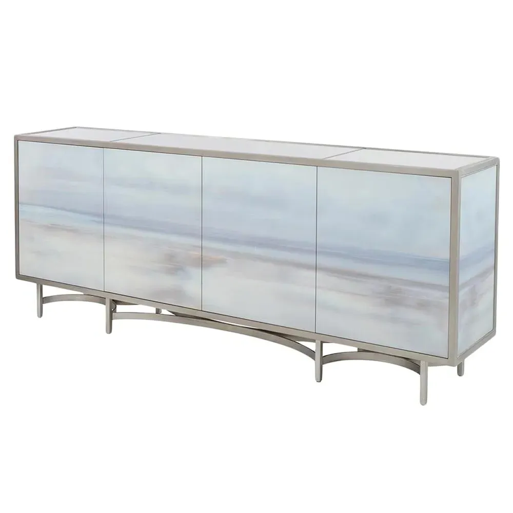 Simpatico Cabinet - Blue Glass, Pewter Frame image
