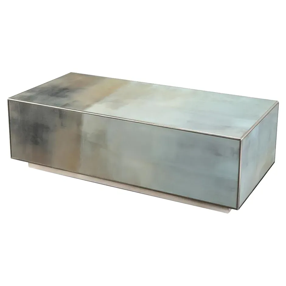 Slated Abstract Art Block Coffee Table - Silver image
