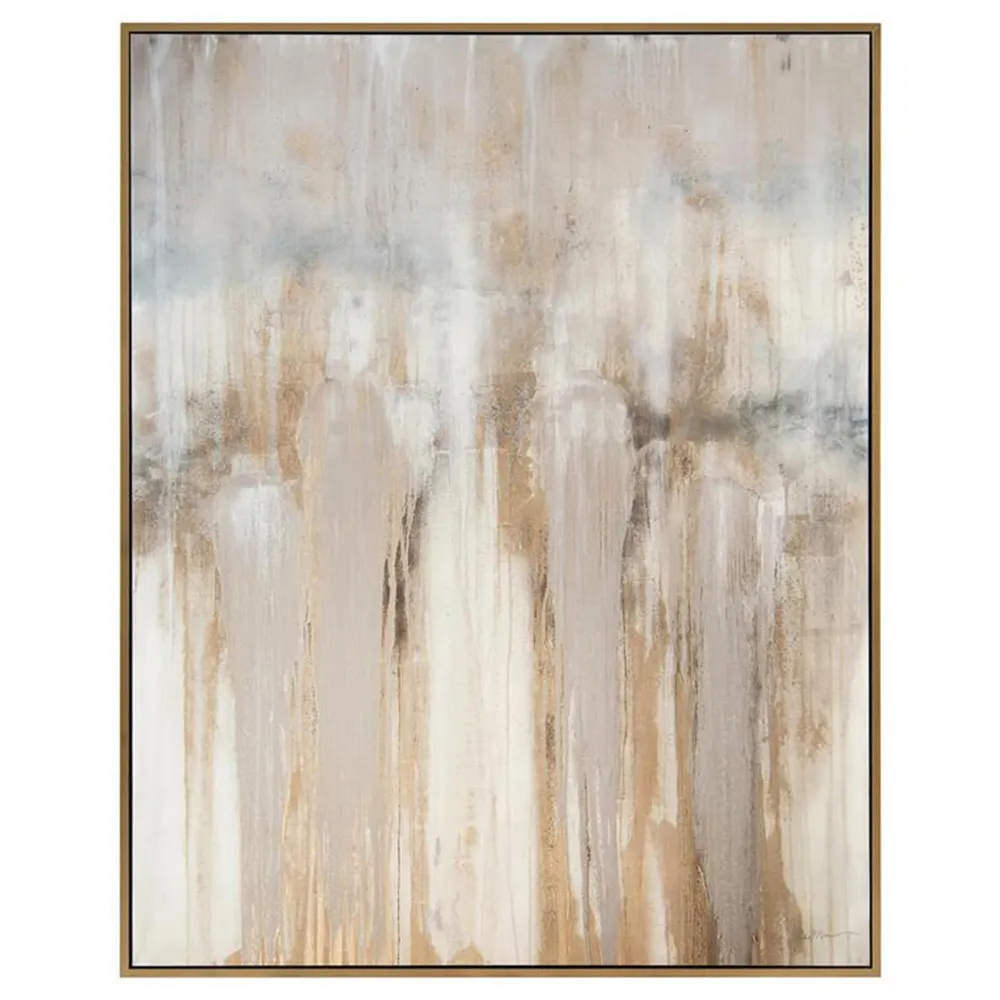 Solstice by Mark Mcdowell Abstract Gold Frame Painting - Brown