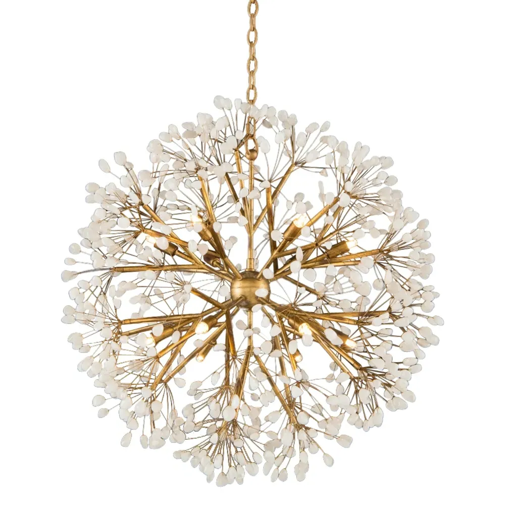 Spherical Quartz Hollywood White Crystal 12 Light Chandelier - Small image