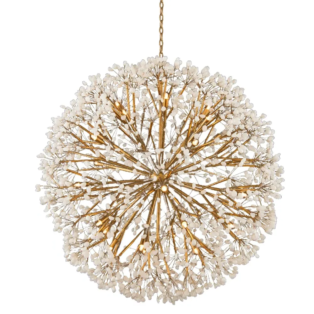 Spherical Quartz Hollywood White Crystal 30 Light Chandelier - Large