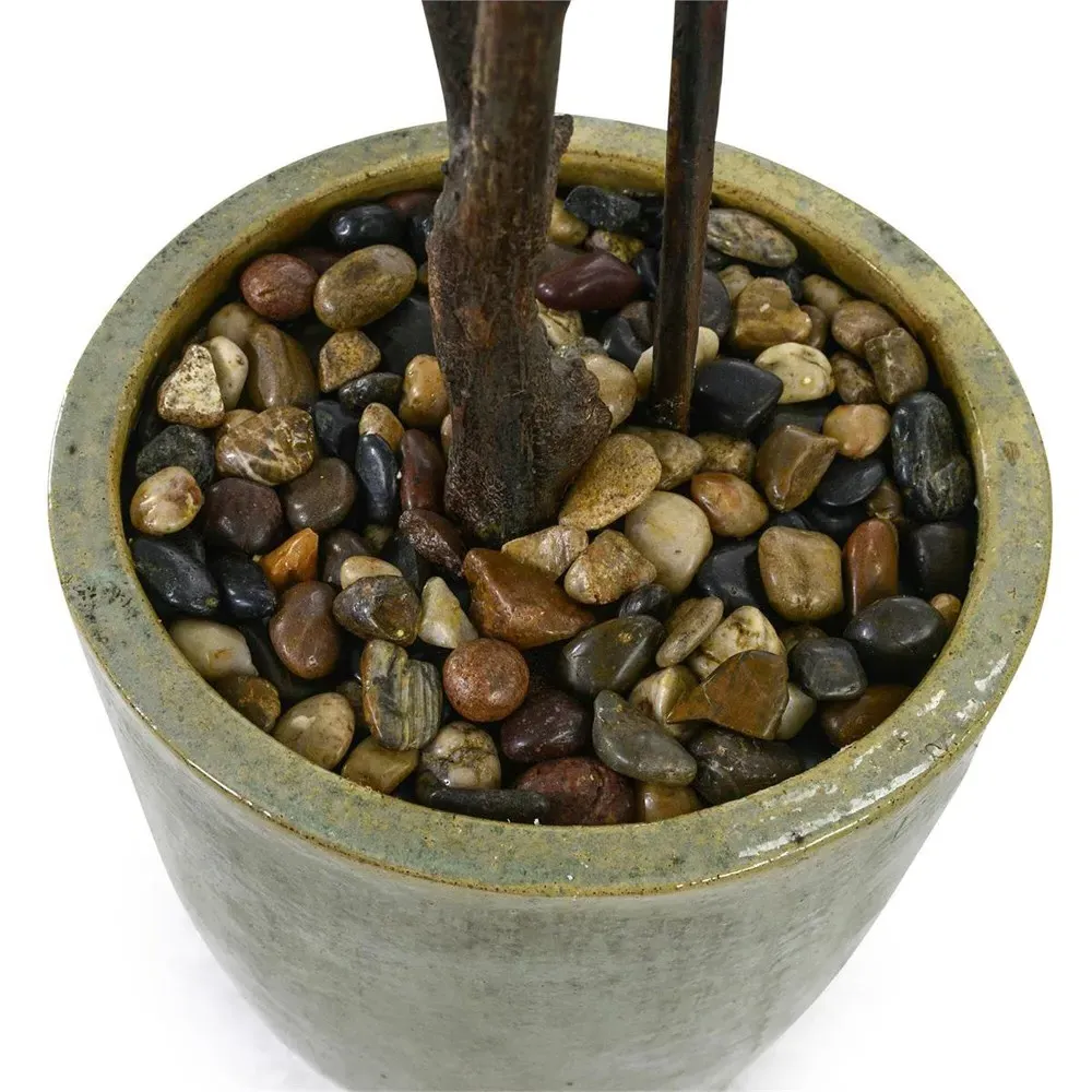 Tall Fiddle Leaf Fig Tree with Glazed Pot - Green