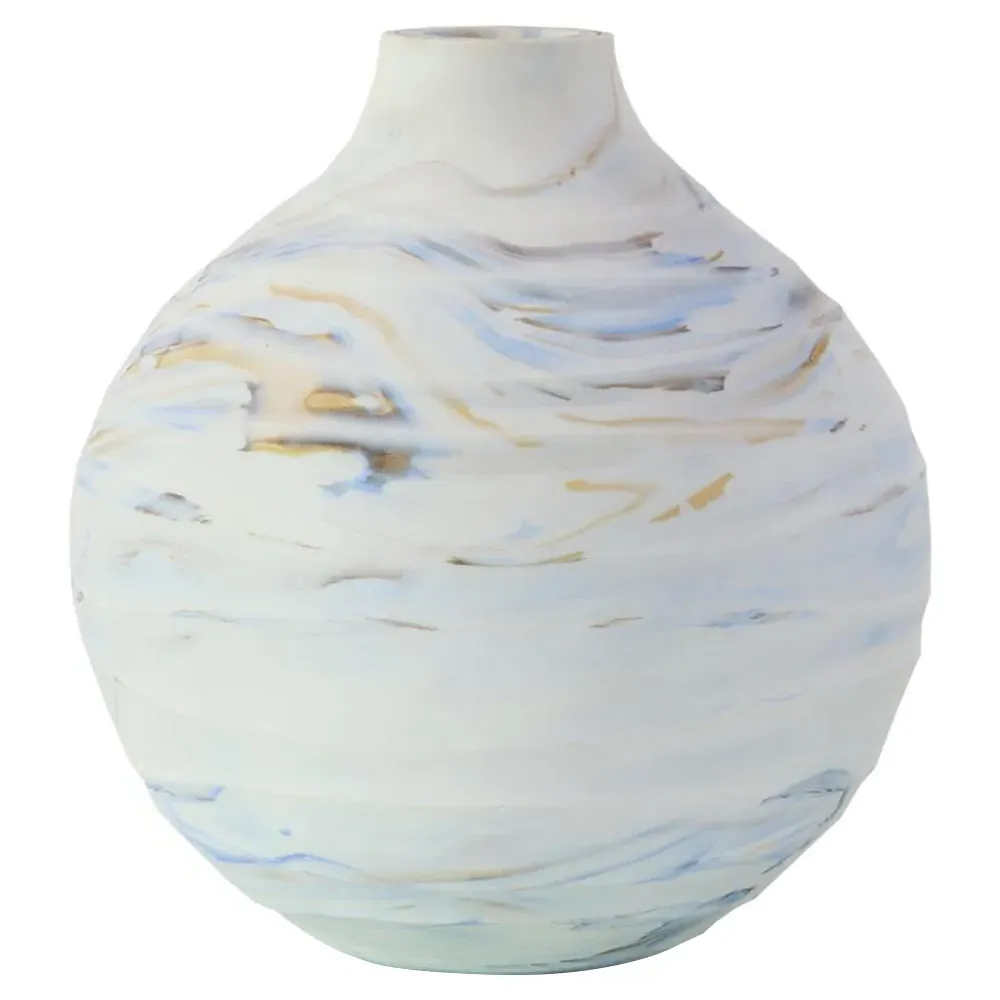 Twirling Vapors 11" Decorative Vase - Blue, Glass
