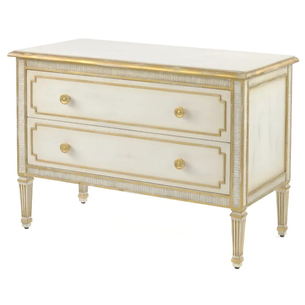 Vallejo French Country Nightstand - Antique White, Beech Wood image