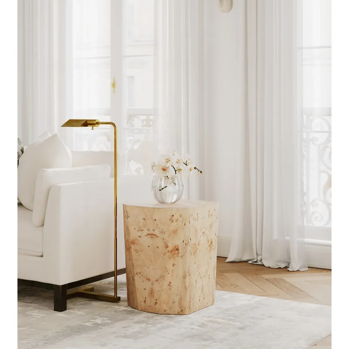 White Orchids Golden Moon Floral Arrangement - White