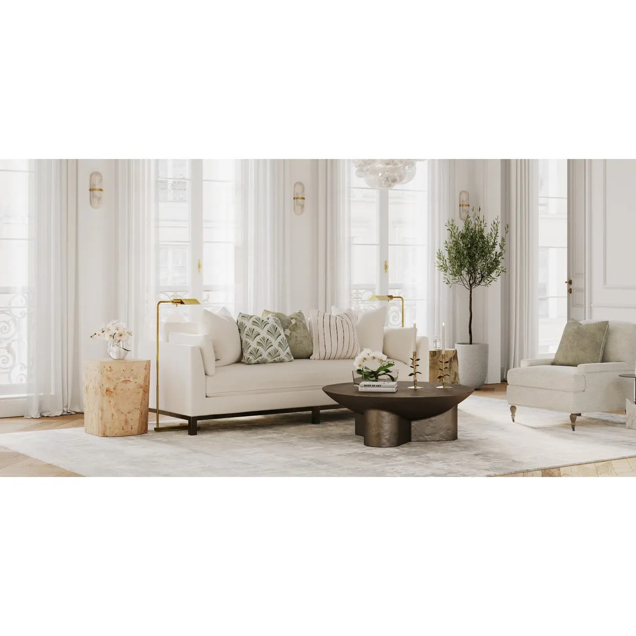 White Orchids Golden Moon Floral Arrangement - White