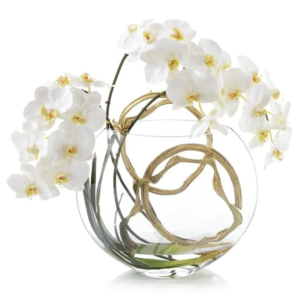 White Orchids Golden Moon Floral Arrangement - White