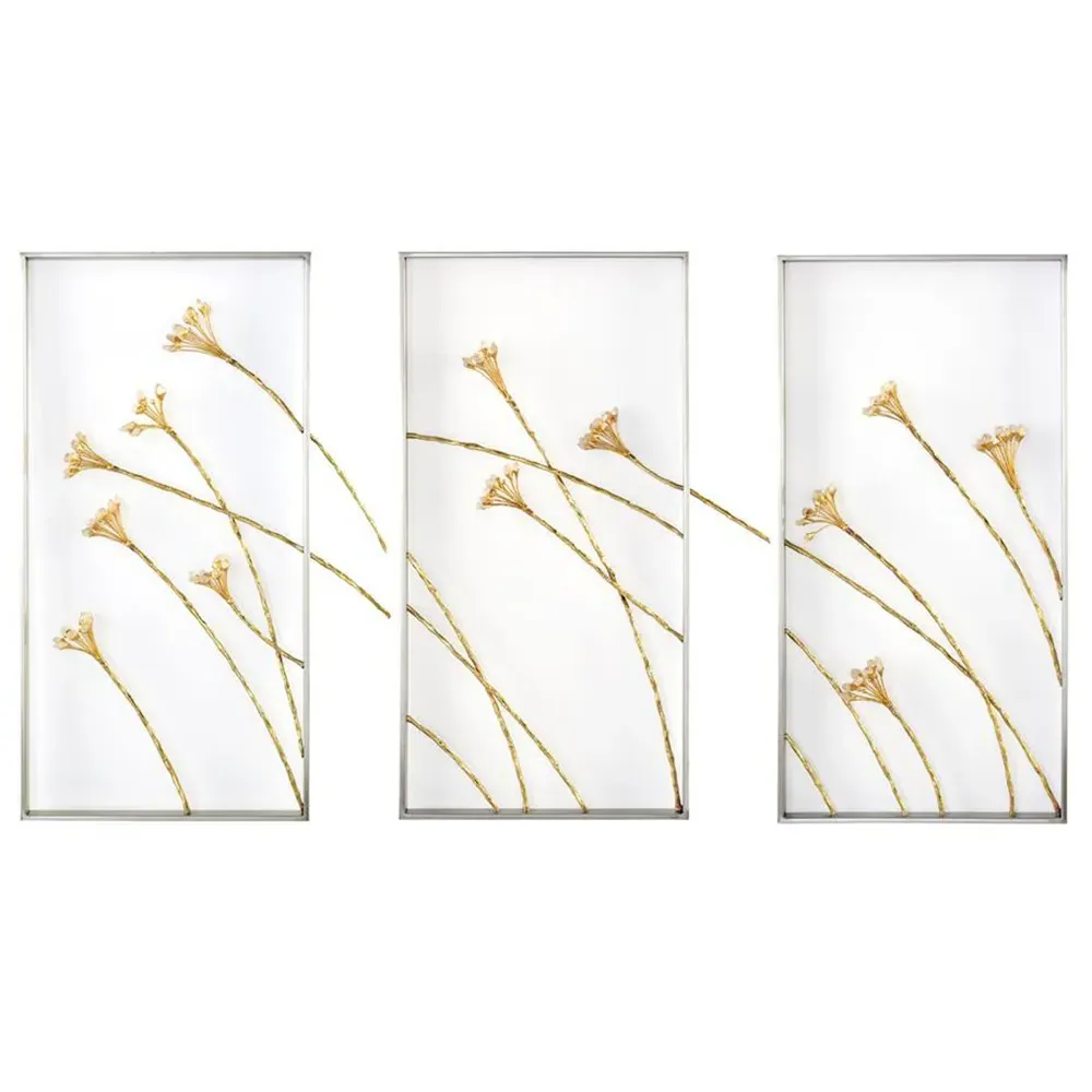Windswept Botanical Framed Painting Triptych - White