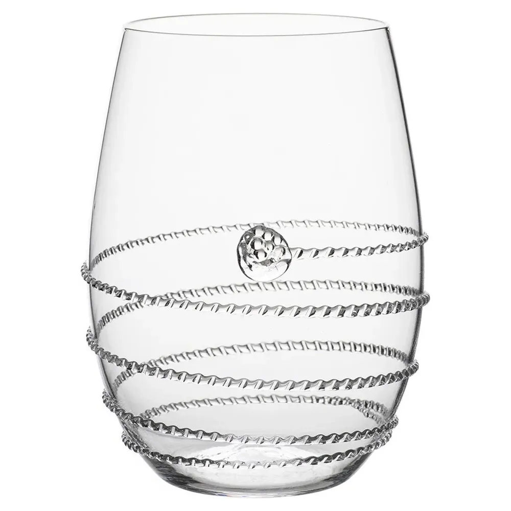 Amalia Stemless White Wine Glass - Clear, Bohemian Glass