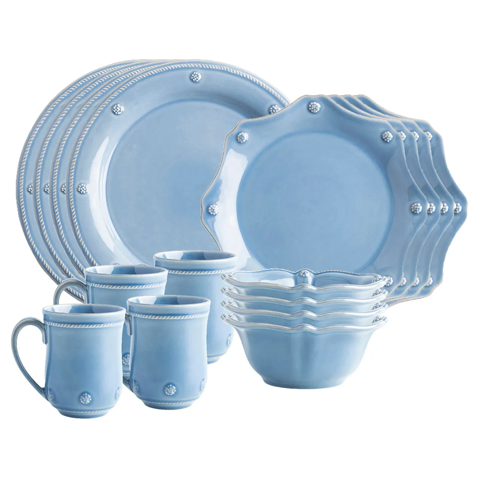 Berry & Thread 16 Piece Place Setting - Chambray Blue, Ceramic image