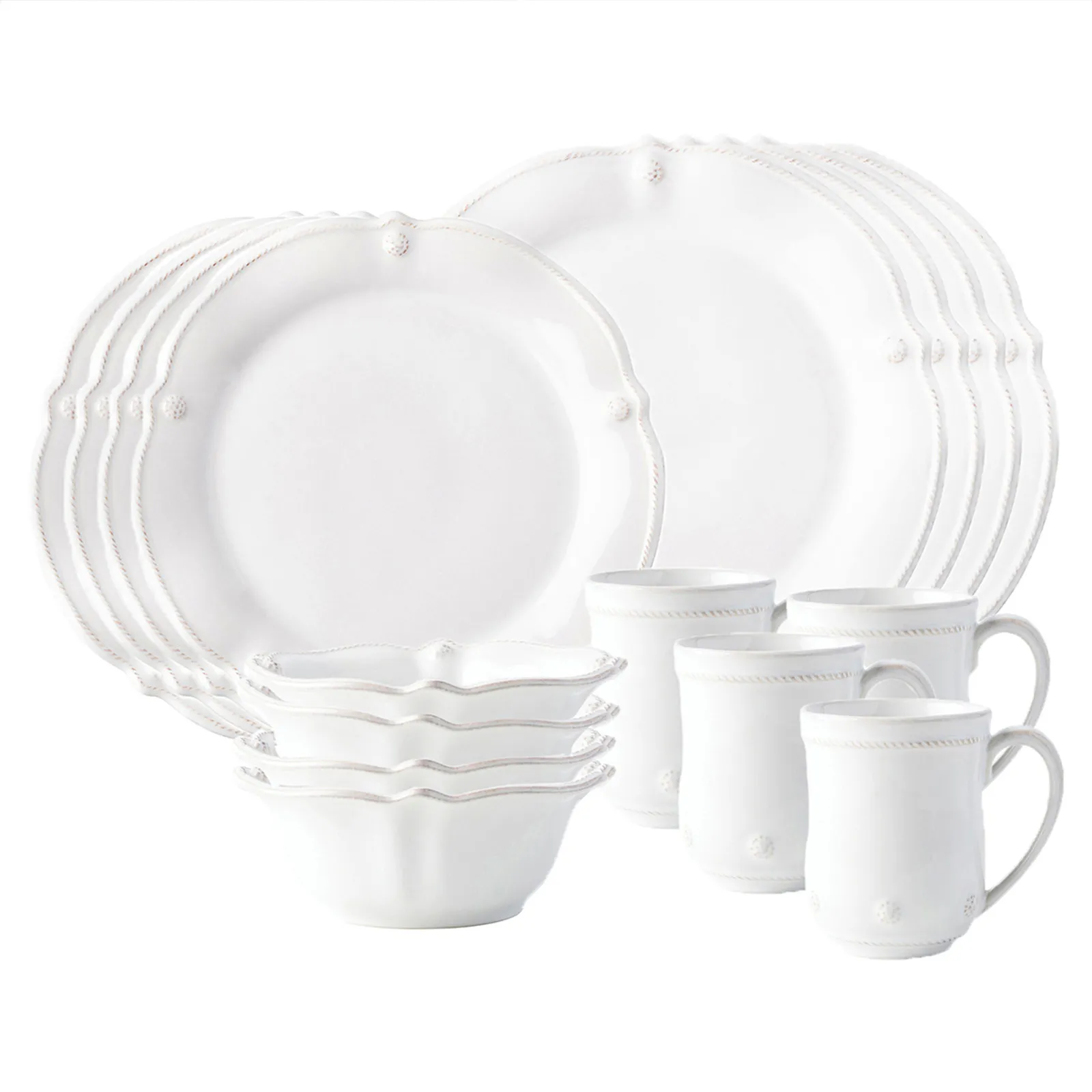 Berry & Thread 16 Piece Place Setting - Whitewash, Ceramic