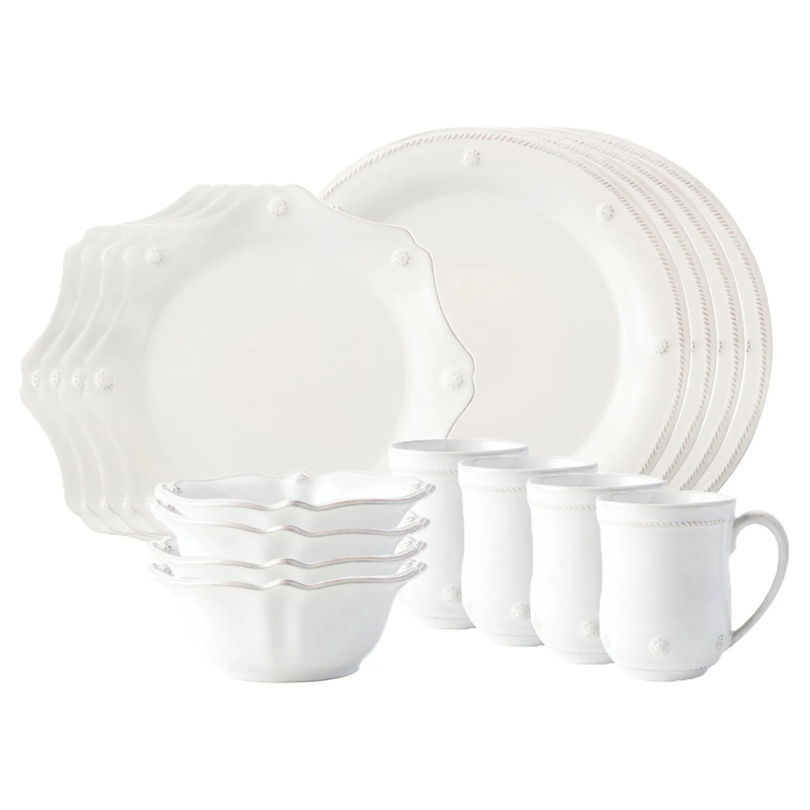 Berry & Thread Classic French 16 Piece Place Setting - Whitewash