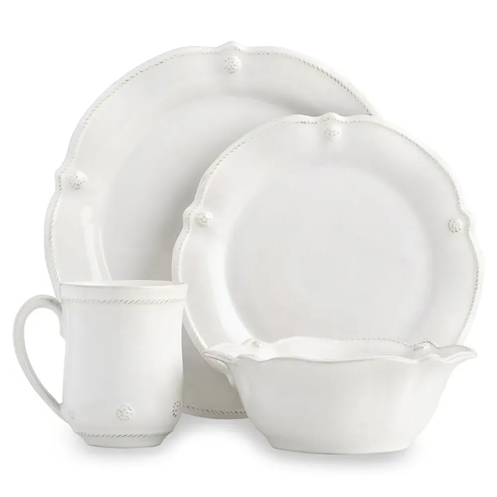 Berry & Thread Flared 4 Piece Place Setting - Whitewash, Ceramic