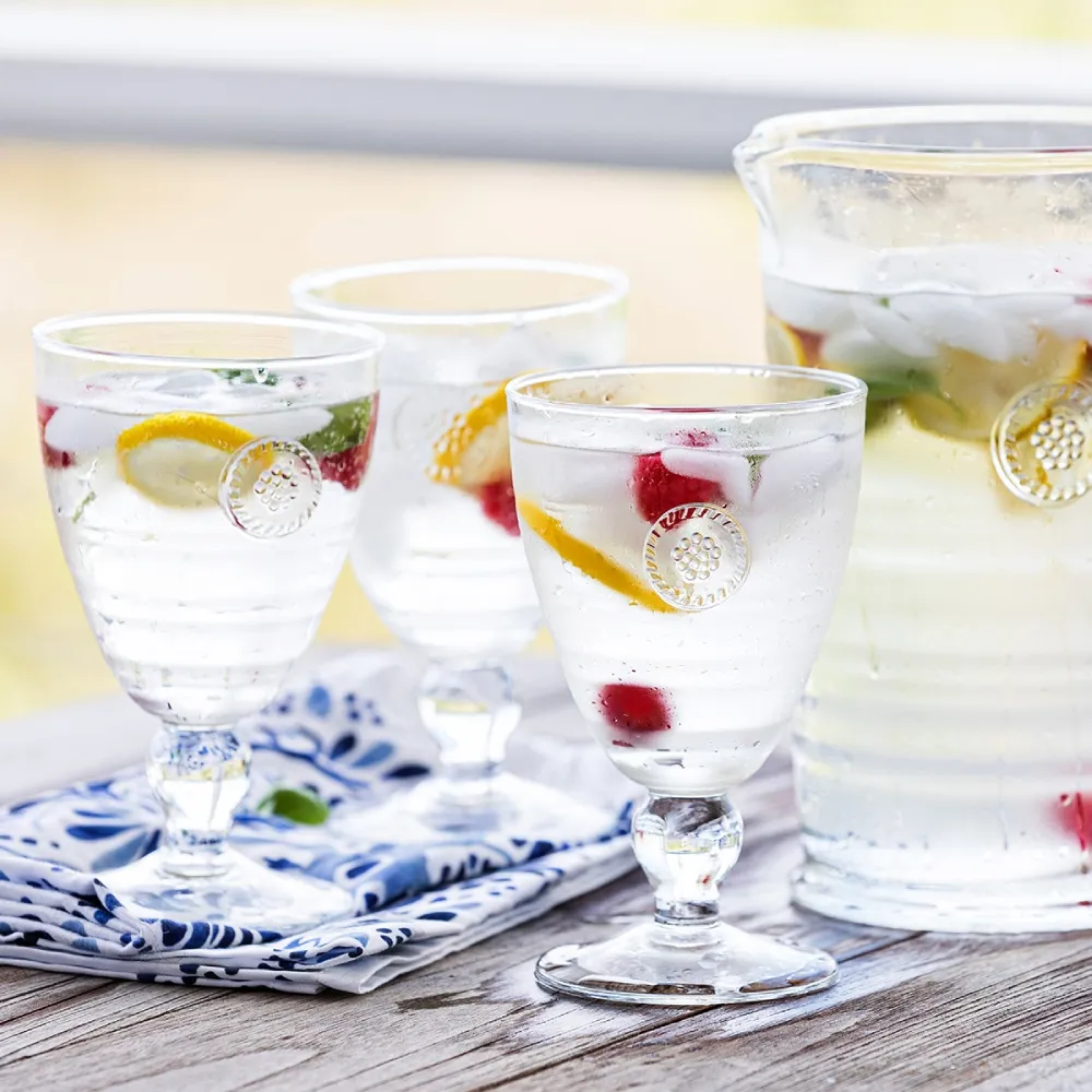 Berry & Thread Footed Goblet Glass - Clear