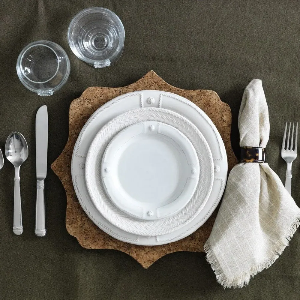 Berry & Thread French Panel Dinner Plate - Whitewash, Ceramic