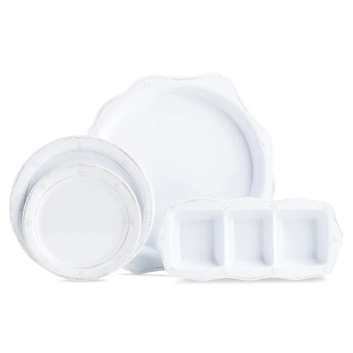 Berry & Thread French Whitewash Triple Section Server - White, Melamine