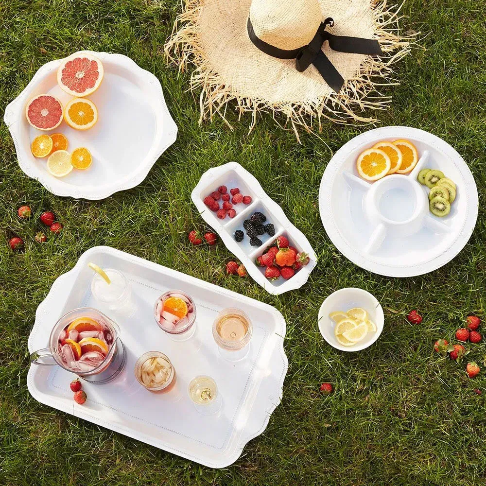 Berry & Thread French Whitewash Triple Section Server - White, Melamine