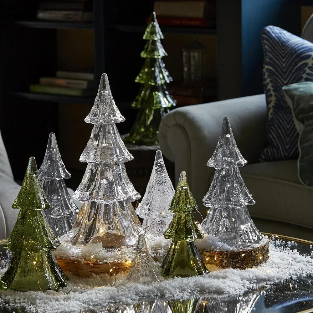 Berry & Thread Glass Trees Set of 3 - Clear