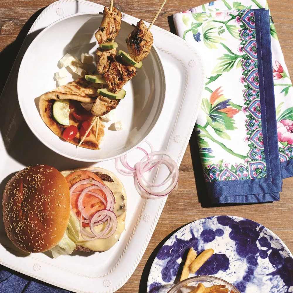 Berry & Thread Serving Tray - Whitewash, Melamine