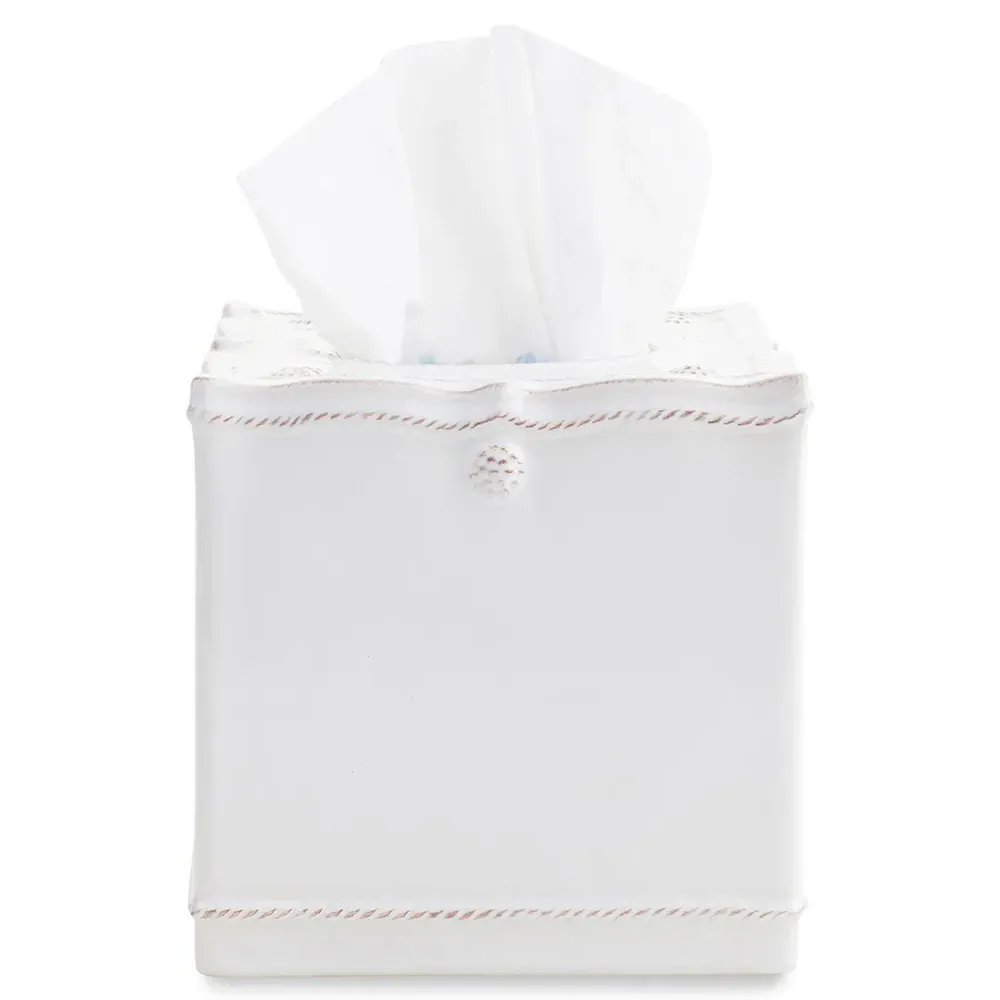 Berry & Thread Tissue Box Cover - White, Ceramic