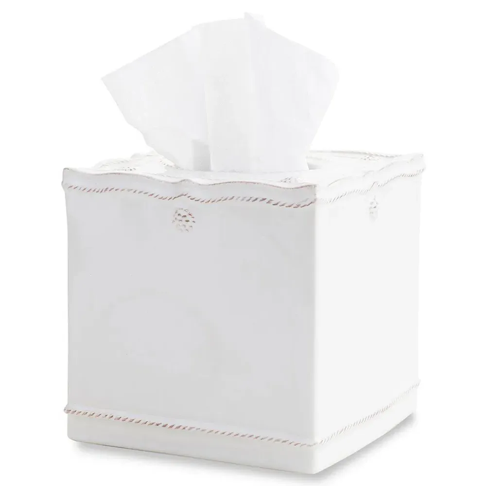 Berry & Thread Tissue Box Cover - White, Ceramic