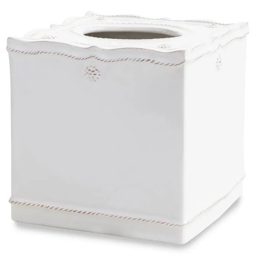 Berry & Thread Tissue Box Cover - White, Ceramic image