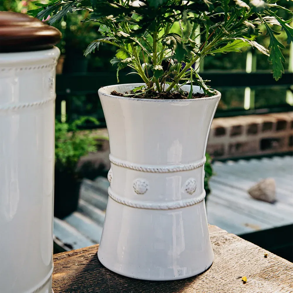 Berry & Thread Utensil Crock - Whitewash, Ceramic