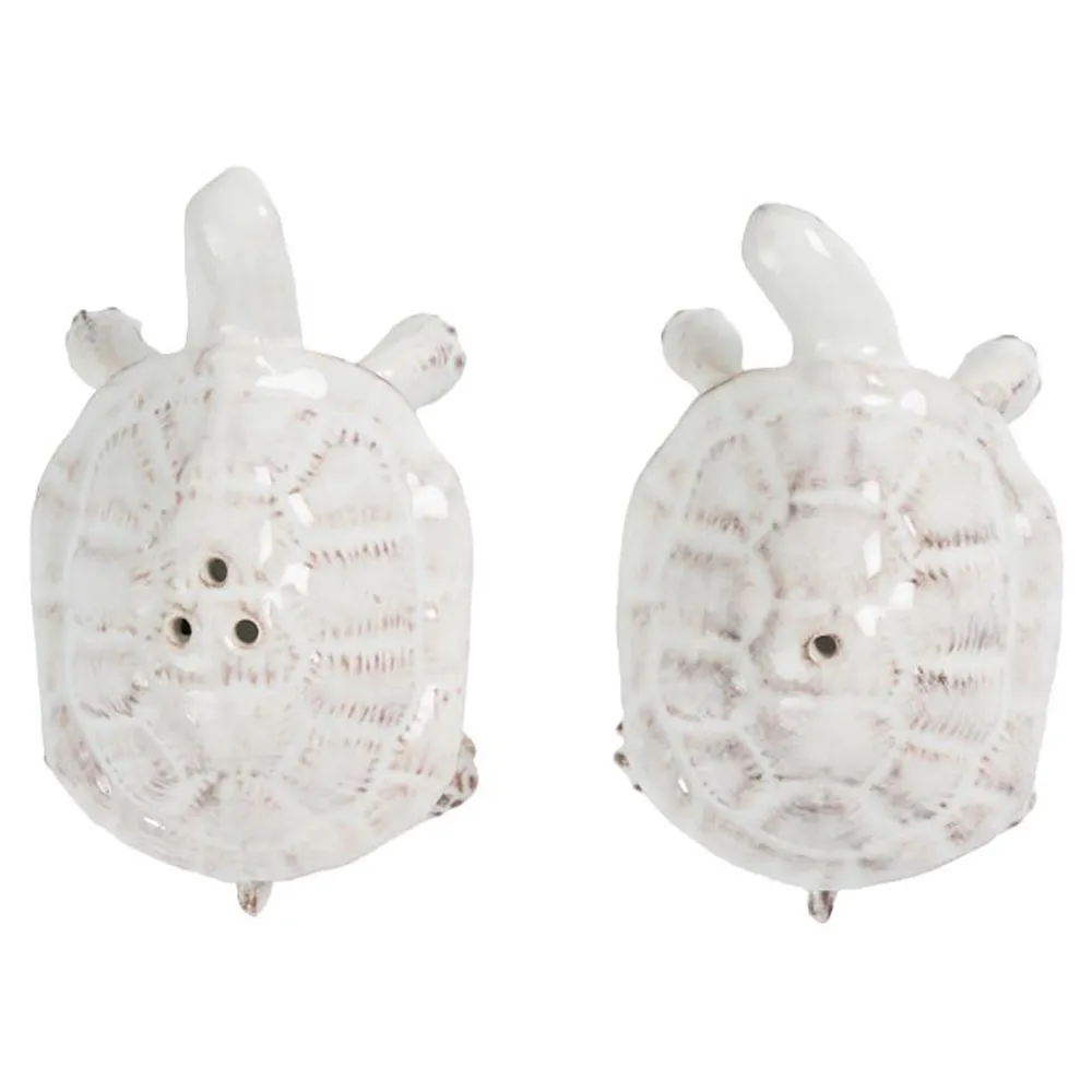 Clever Creatures Turtle Salt & Pepper Set - White, Ceramic