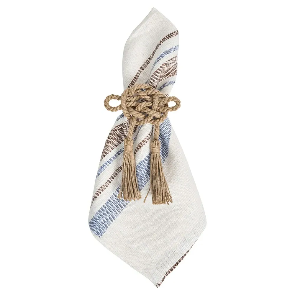 Cotton Stripe Napkin Set - Taupe