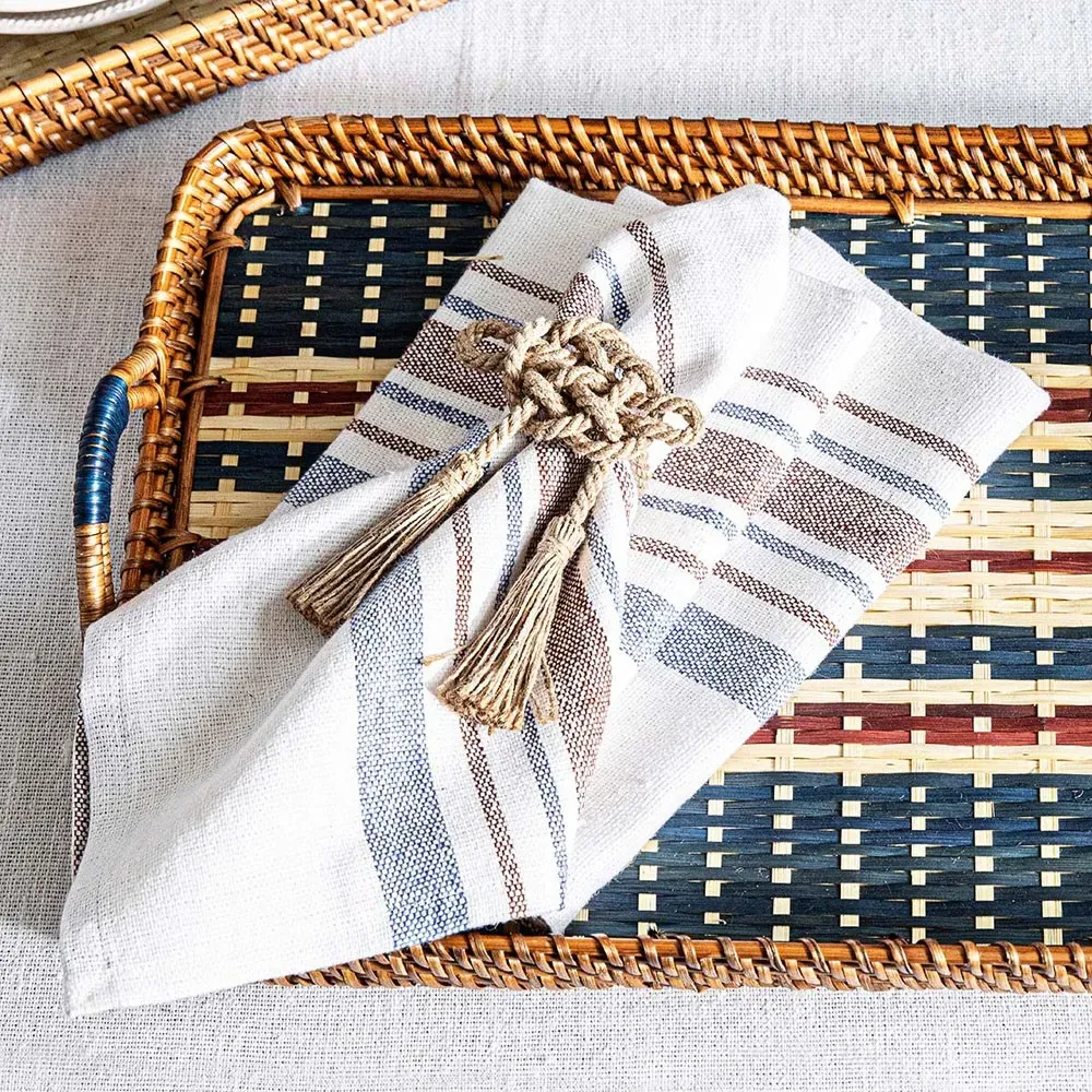 Cotton Stripe Napkin Set - Taupe