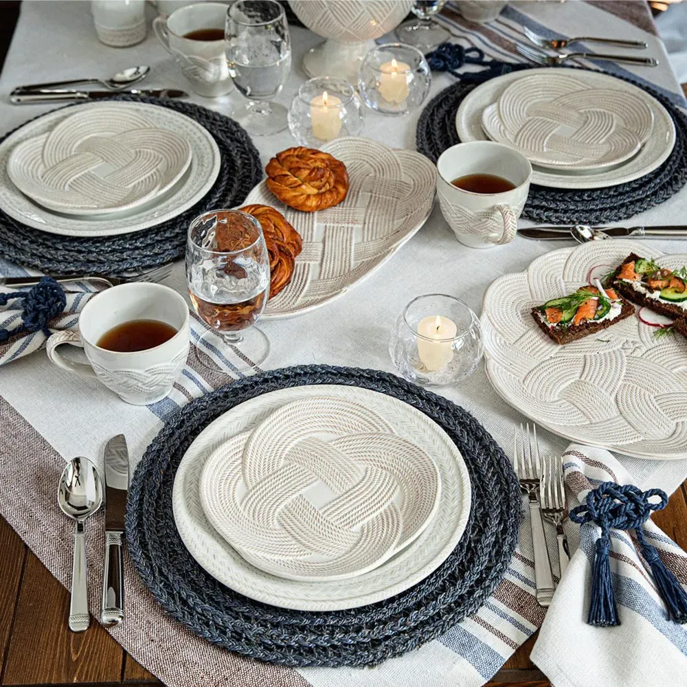 Cotton Stripe Napkin Set - Taupe