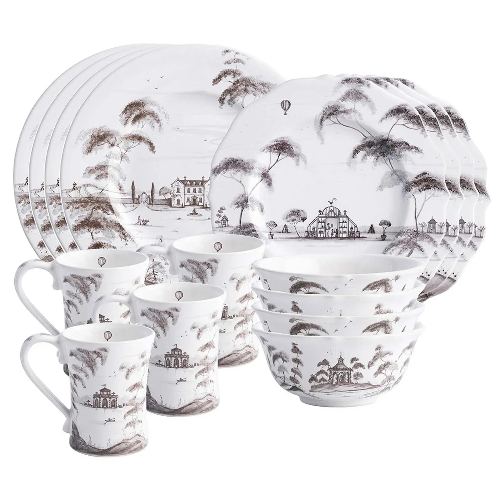 Country Estate 16 Piece Place Setting - Flint Grey, Ceramic