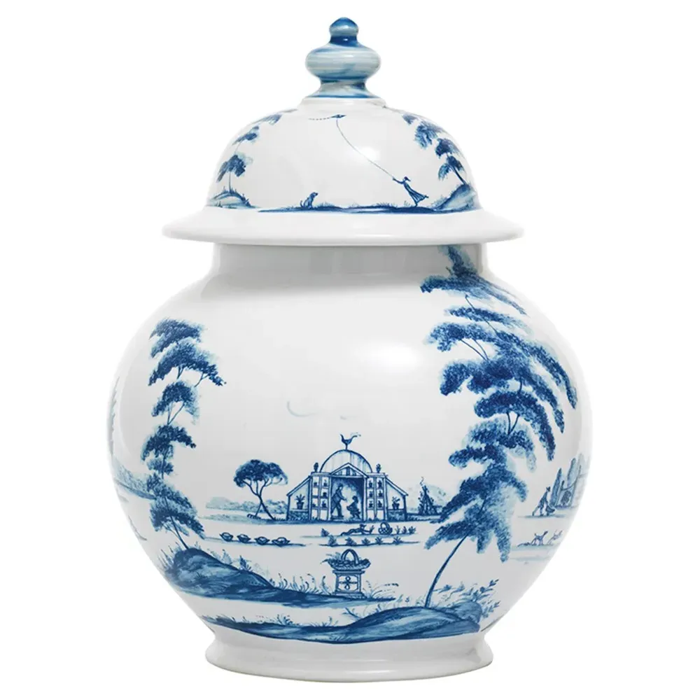 Country Estate Garden Follies Ginger Jar - Delft Blue, Ceramic