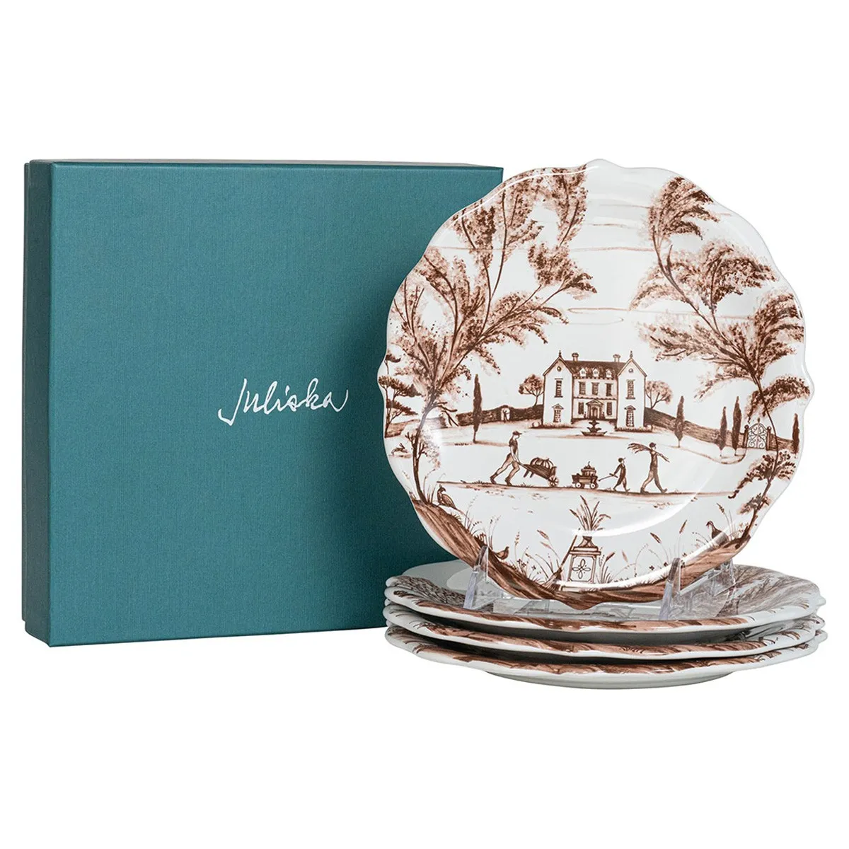 Country Estate Harvest Party Plate Set of 4 - Brown, Ceramic