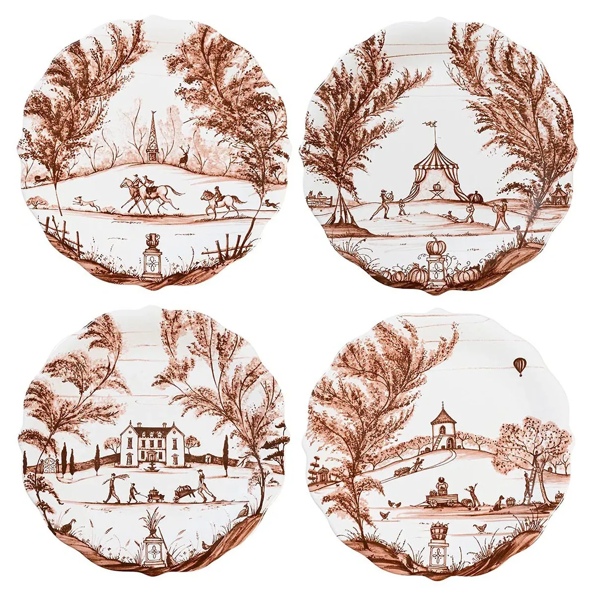 Country Estate Harvest Party Plate Set of 4 - Brown, Ceramic