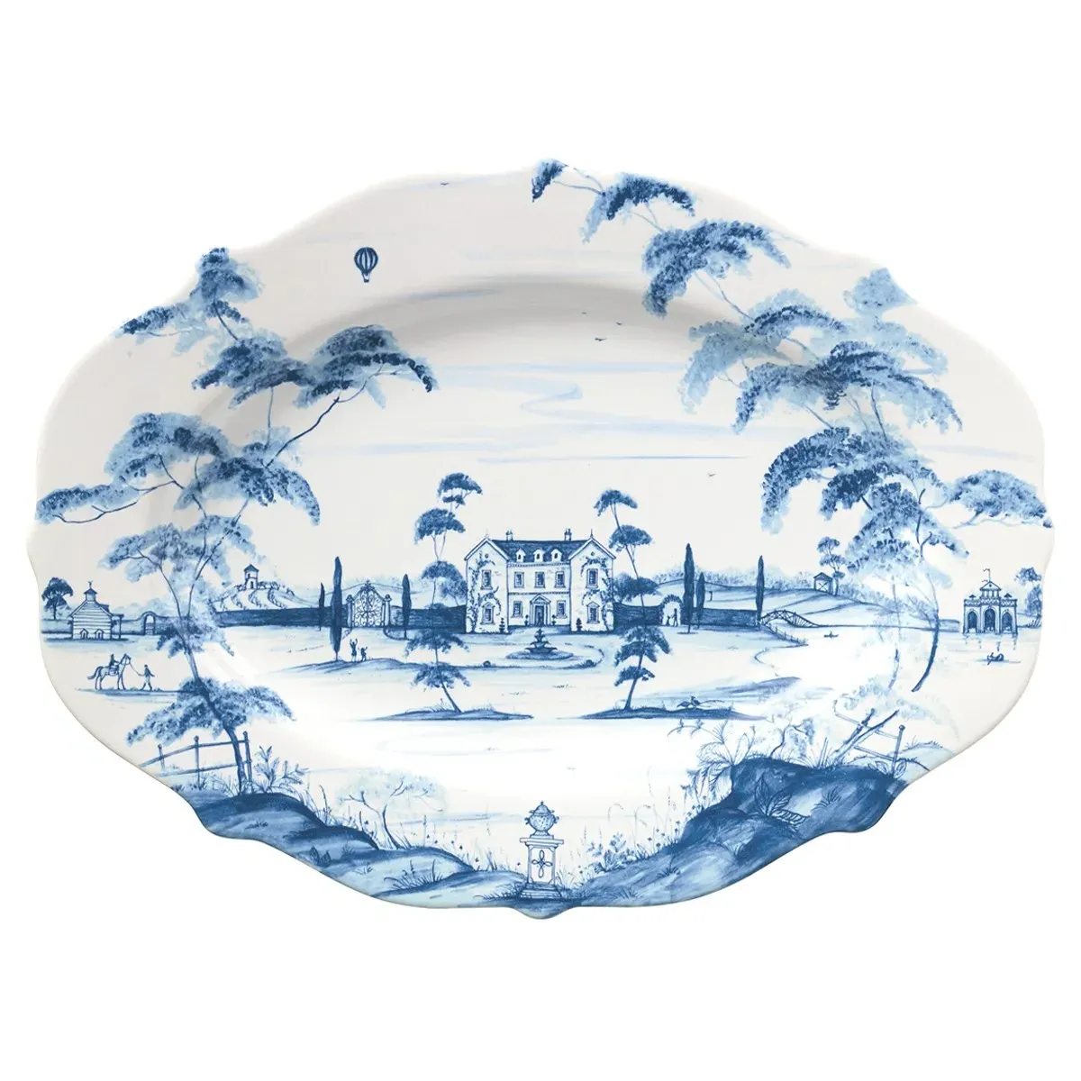 Country Estate Main House Serving Platter - Delft Blue, Ceramic