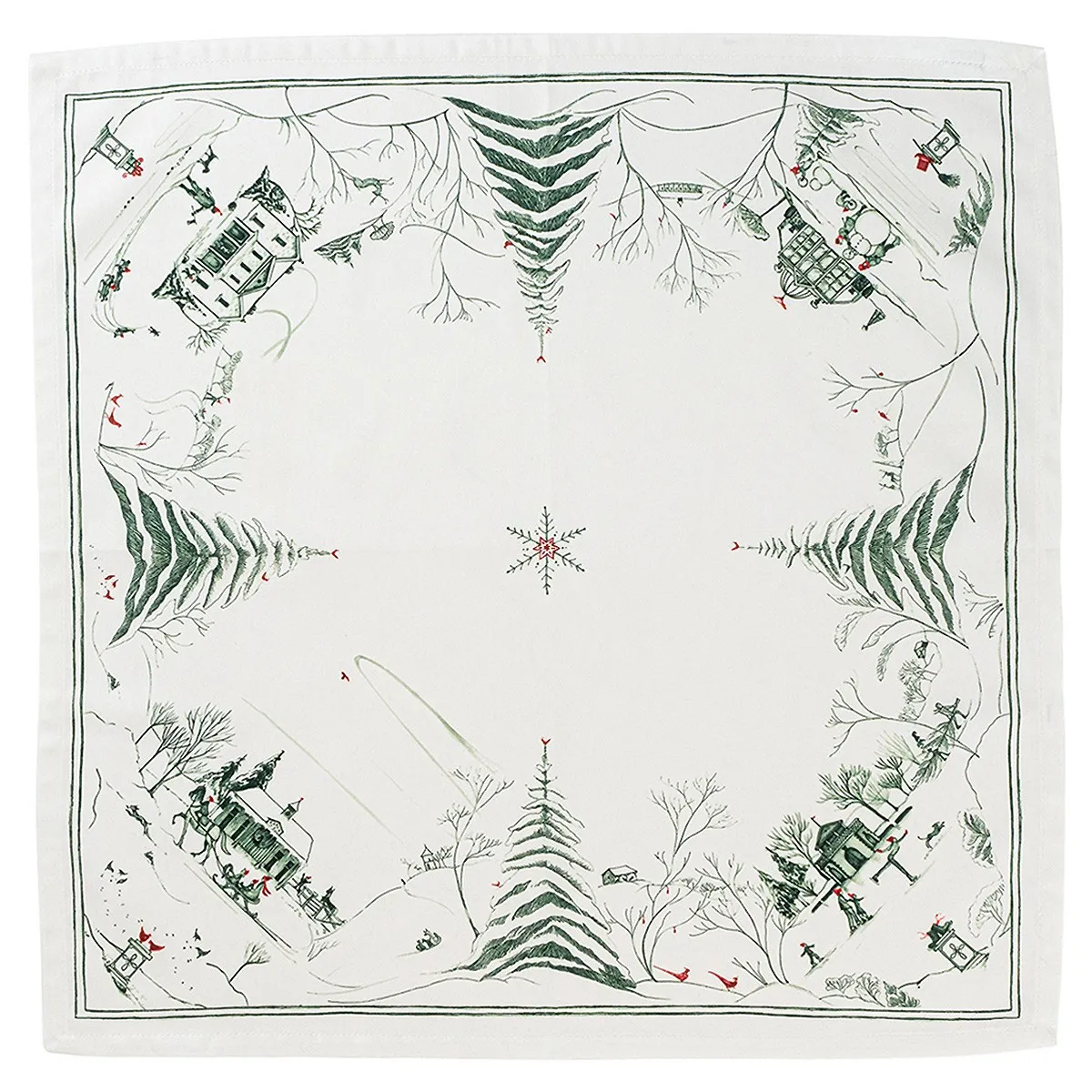 Country Estate Winter Frolic Cotton Napkin Set - Green