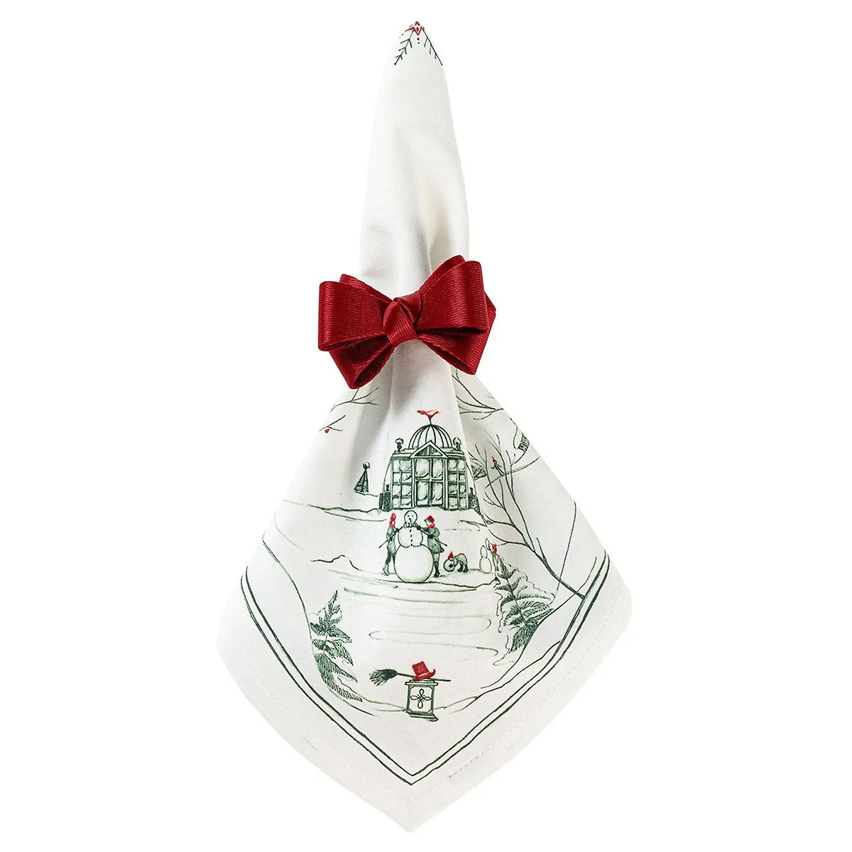 Country Estate Winter Frolic Cotton Napkin Set - Green