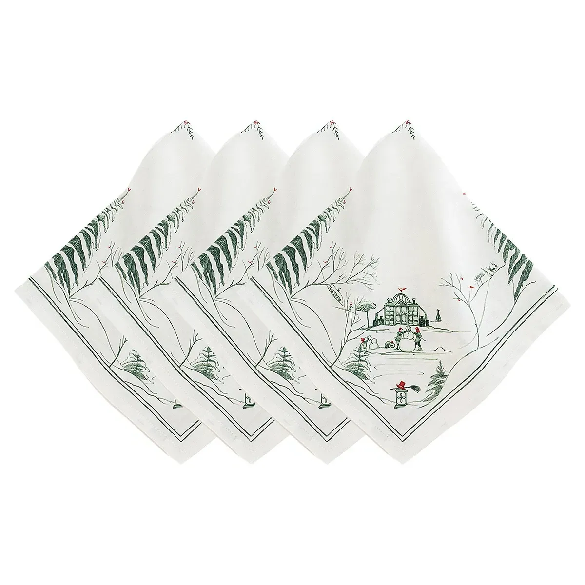 Country Estate Winter Frolic Cotton Napkin Set - Green image