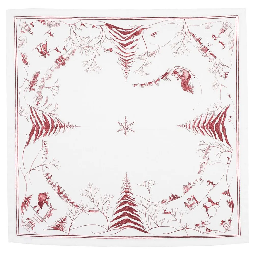 Country Estate Winter Frolic Napkin - Red, Cotton