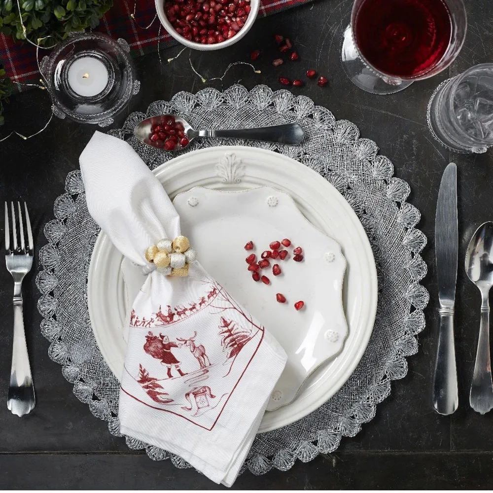 Country Estate Winter Frolic Napkin - Red, Cotton