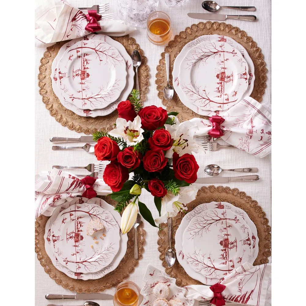 Country Estate Winter Frolic Napkin - Red, Cotton