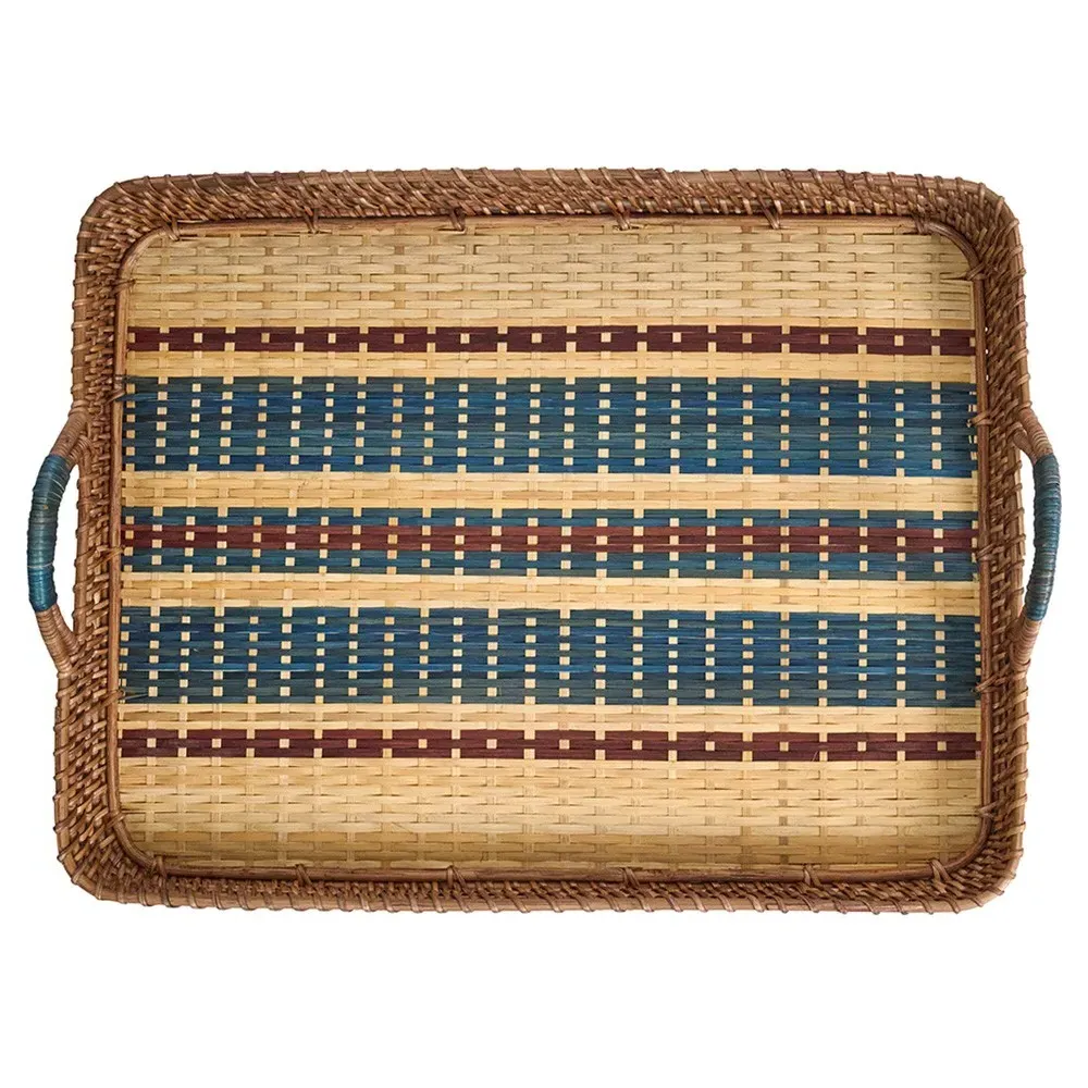 Danish Coastal Beach Rectangular Serving Tray - Navy, Wicker