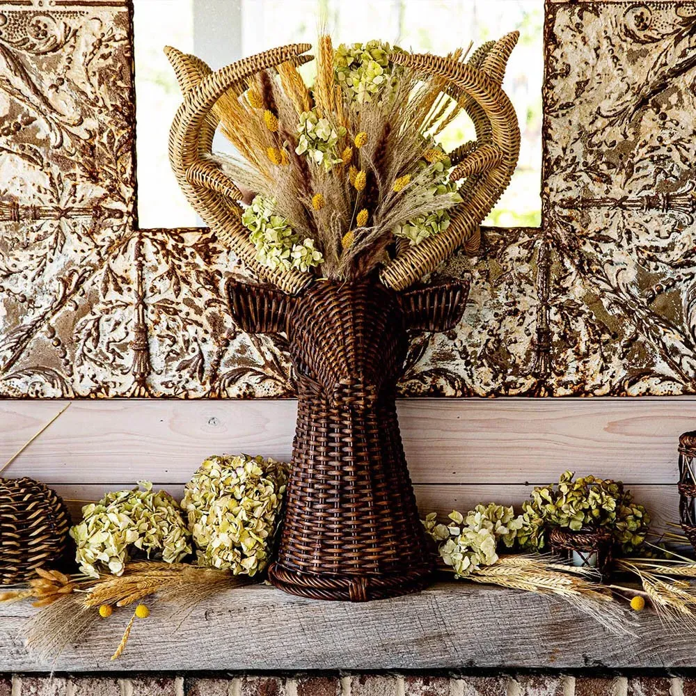 Devon Willow Stag Vase - Brown, Rattan