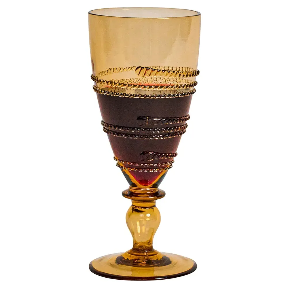 Ella Amber Glass Goblet - Brown