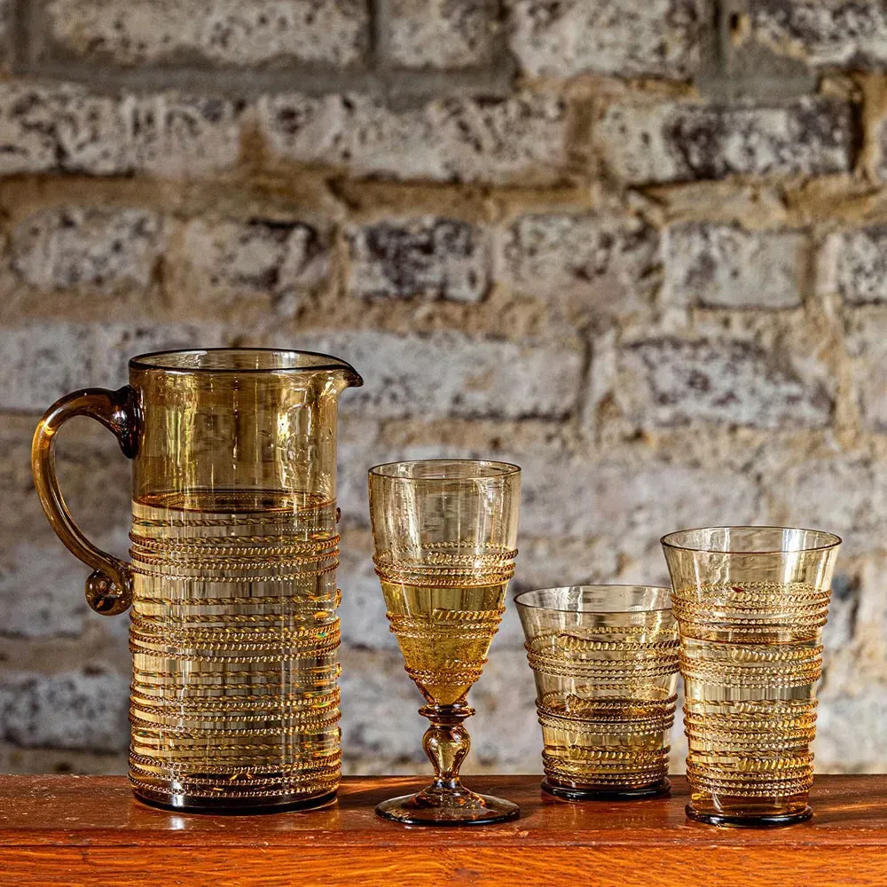 Ella Amber Glass Goblet - Brown